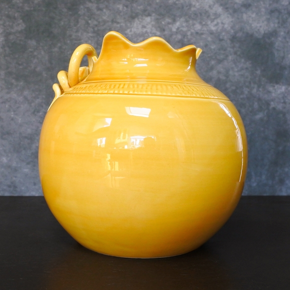 Vietri Made In Italy Mustard Yellow Art Pottery Planter Vase - Picture 6 of 9